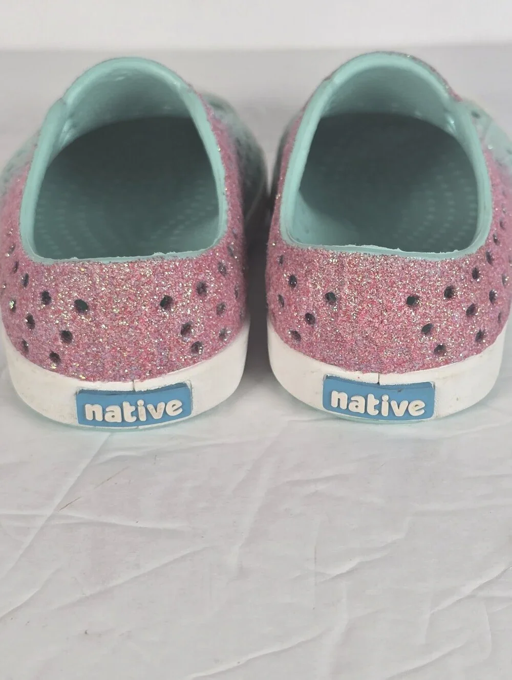 Native Jefferson Bling Toddler Slip On Pink And Green Sneakers Size C4
